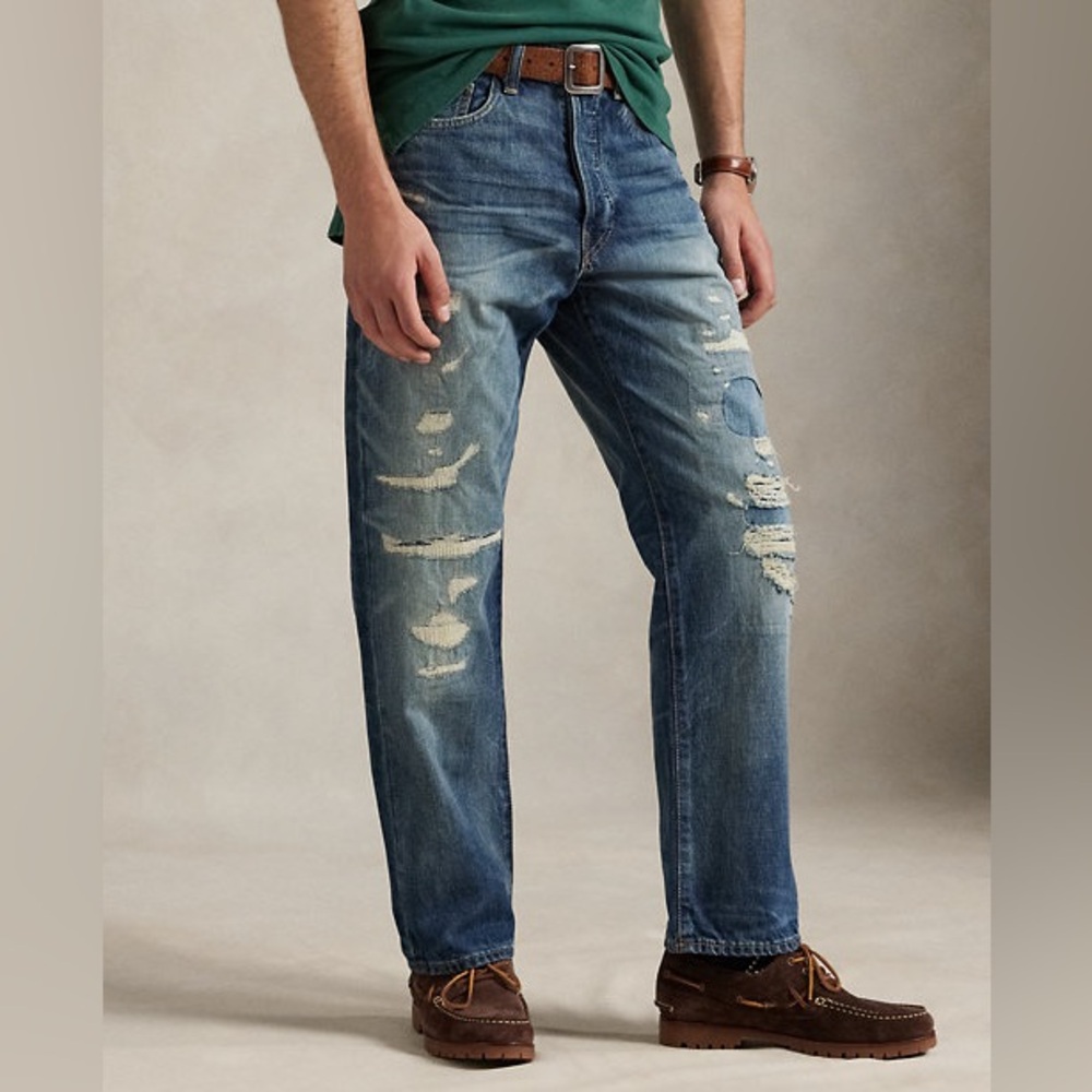 Ralph Lauren Men's Distressed Blue Jeans
Size 38/32